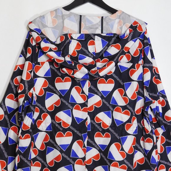 PARKA IN A POCKET Amsterdam Holland Dutch Hearts Lightweight Packable Jacket L - Picture 9 of 11